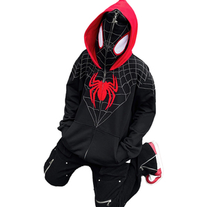 Sudadera con capucha y cremallera de cara completa de araña de algodón 100% de alta calidad, peso pesado transpirable con logotipo impreso personalizado para invierno - Product Image 4