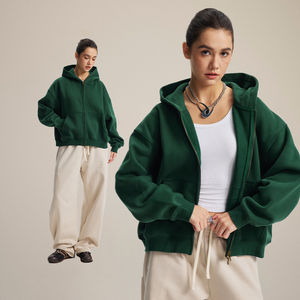 Customize Unisex 100% Cotton Oversize <b>Zip</b>-<b>up</b> Hoodie Pullover Style Heavyweight Custom logo OEM Service - Product Image 5