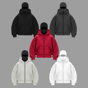 Sudadera con Capucha de Invierno de Alta Calidad, Gruesa, Extragrande, con Cremallera Completa, para Hombre, con Capucha con Máscara, Hombros Caídos, Cálida, de Forro Polar - Product Image 5