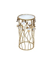 Table basse en aluminium de pièce de déclaration avec les jambes florales sculptées et l'idéal clair supérieur pour les arrangements élégants de salon