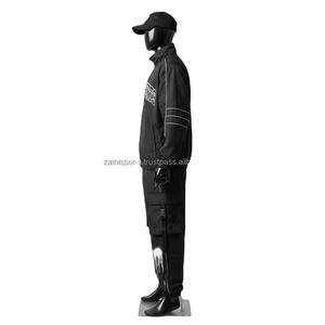 Conjunto de Chaqueta Cortavientos Premium 2025 de Poliéster Resistente al Agua con Diseño de Paneles Negros y Logotipo Personalizado por Transferencia de Calor, Talla Grande - Product Image 5