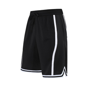 Shorts de basket-ball classiques pour hommes, couleur contrastée, taille élastique, 100% coton, design à rayures, personnalisable, été, sport de plein air, devant haut - Product Image 4
