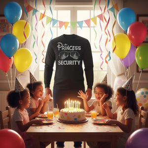 Maglietta a maniche lunghe da principessa con protezione di sicurezza per feste di compleanno in famiglia, parte della nostra collezione promozionale di magliette - Product Image 3