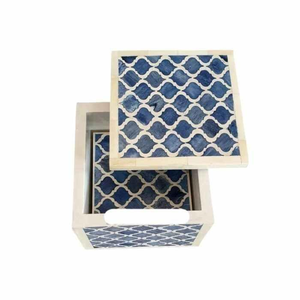 Juego de Posavasos de Hueso Incrustado Hechos a Mano de Alta Calidad, 4 Piezas, Caja Caty, Color Natural Duradero para Decoración del Hogar y Restaurantes, Regalo para Mamá - Product Image 5