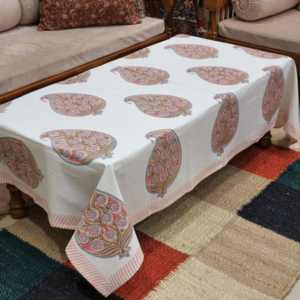 100% algodón bloque de mano impreso MESA DE LINO patrón bordado cubierta de mesa hecho a mano producto Real manteles - Product Image 2