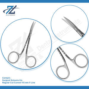 Surgical Scissors Iris Regular Cut Curved 115mm F-Line Manual Stainless Steel High Performance A+ Grade Professional - Product Image 4