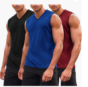 Camisetas sin mangas de entrenamiento para hombre, camisetas sin mangas para gimnasio con cuello en V, camiseta muscular transpirable para culturismo de estilo informal de Bangladesh - Product Image 1