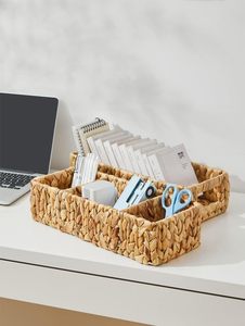 Cestas de almacenamiento de mimbre de Venta caliente para estantes, cesta de papel higiénico cesta de jacinto de agua de 3 secciones - Product Image 2