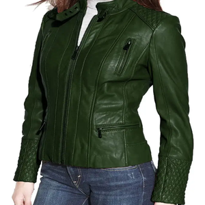 Gabardina de lana ajustada para mujer con relleno de plumas Chaqueta de cuero de estilo de moda para adultos - Product Image 3