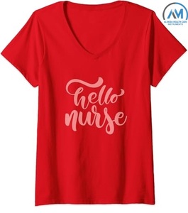 T-shirt à col en V Hello Nurse Life pour femme par al mida - Product Image 3