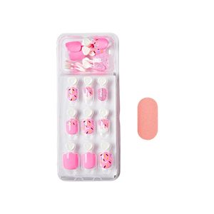 Mini faux ongles à presser pour filles et enfants, 20 <span class=keywords><strong>super</strong></span> courts et carrés-ovales avec paillettes roses, vente en gros - Product Image 4