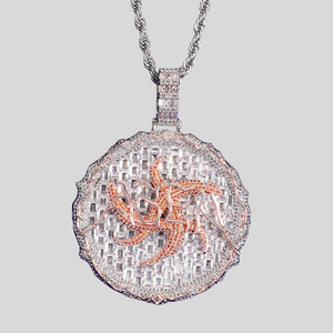 Colgante Redondo con Incrustaciones de Moissanita VVS, Joyería Hip Hop de Dos Tonos, Medallón con Logotipo Personalizado, Plata 925, Estilo Rapero, para Hombre - Product Image 1