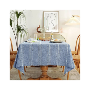 Green Lines Dining Cotton Linen <b>Table</b> <b>Cloth</b> 60x120 Inch Washable Lightweight ISO 9001 Balanced Weave Everyday Dining Setup - Product Image 2
