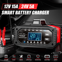 FOXSUR professionnel FAC-150 12V/15A & 24V/5A chargeur de voiture Battery12V 24V chargeur de batterie d'impulsion de Charge intelligente automatique