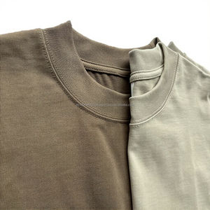 T-shirt en coton biologique 100% de haute qualité, 350 grammes, col épais, uni, DTG, surdimensionné, luxe, pour homme, tricoté lourd, vente chaude - Product Image 5