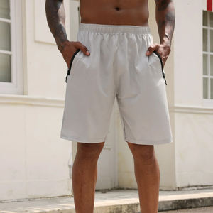 Ensemble short de sport solide en polyester 100% respirant à séchage rapide pour hommes Poches à fermeture éclair Ceinture élastique pour les entraînements de basket-ball - Product Image 3