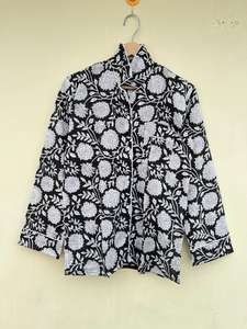 Pyjama en popeline de coton 100% fait main en Inde, imprimé floral, élégant, décontracté, luxueux, doux, respirant, pour l'hiver et l'automne - Product Image 2