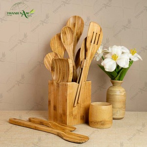 Juego de 12 Utensilios de Cocina de Bambú, Cucharas de Madera Natural Hechas a Mano, Ecológicas, Aptas para Lavavajillas, Ligeras, Aptas para Cocina - Product Image 4