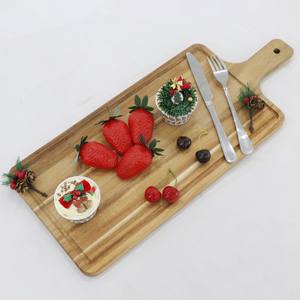 Ensemble de 3 planches à découper en bois d'acacia avec poignées pour hacher, préparer le service, accessoire de cuisine - Product Image 2