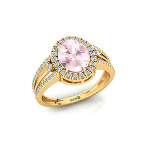 Bagues de fiançailles en morganite naturelle de coupe ovale 14k bague de mariée en or véritable grappe Solitaire diamant naturel femmes bagues d'anniversaire - Product Image 4
