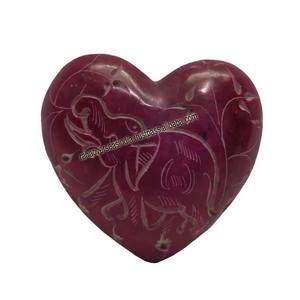 Corazón de Piedra de Jabón con Grabado de Elefante y Hoja en Color Magenta, Ideal para Decoración del Hogar, Mesa y Escritorio, a Precios de Mayoreo - Product Image 2