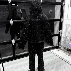 Poliéster/Algodón Cremallera Sudadera con capucha para hombre Invierno Sólido Peso pesado Serigrafía Más Bordado Rhinestone Personalizado Tallas grandes (XL) - Product Image 3