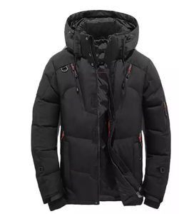 แจ็กเก็ตขนเป็ดมีฮู้ดของผู้ชายเสื้อแจ็คเก็ตเข้ารูปแบบมีซิปสำหรับฤดูหนาว - Product Image 4