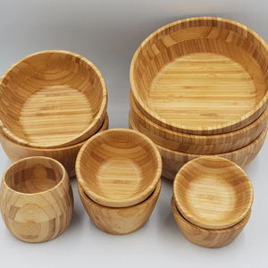 Bol à salade en bambou de haute qualité, tailles variées, avec rangement pour cuillères, vaisselle classique écologique lavable, ustensiles de cuisine pour fêtes et maison - Product Image 1