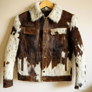 Veste en cuir de vachette pour homme, hiver, cuir souple de qualité supérieure, écologique, respirante, logo personnalisé sur le devant, pour un style décontracté et streetwear - Product Image 1