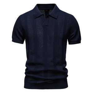 Men Polo Shirt Breathable Knit Casual Top With Turn Drown <b>Collar</b> Shirt Men Solid - Product Image 3