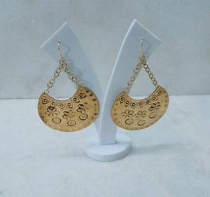 Antique Black and Gold Brass <b>Metal</b> Stud Earrings with Hand Finished Design Fashionable Party Wear <b>Bracelet</b> Accessory - Product Image 4