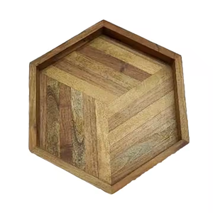 ถาดเสิร์ฟไม้ทำมือทรงหกเหลี่ยมทันสมัยสำหรับเสิร์ฟชากาแฟขนมลูกกวาด - Product Image 3