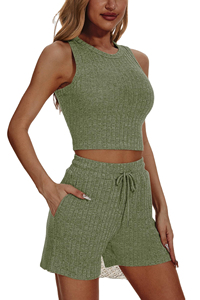 Summer New Women's Short Sleeve Round Neck Crop and Shorts Sets Casual wear Embroidery Simple Style 2 Piece Set 2026 - Product Image 2