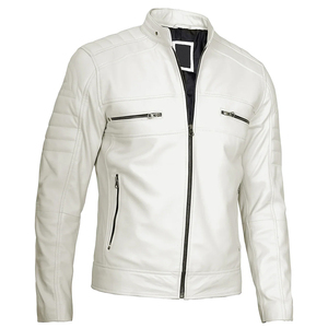 Veste en cuir pour homme OEM, coupe ajustée, rétro, en similicuir, marque, vestes pour hommes, mode, veste en cuir de moto, veste pour hommes - Product Image 4