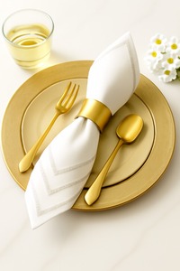 Platos de Presentación Redondos de Metal Dorado Mate de Lujo, Platos Decorativos de Latón para Decoración de Bodas, Eventos y Vajilla de Alta Cocina - Product Image 2