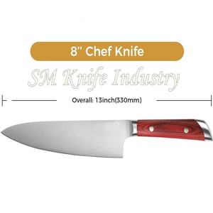 Juego de cuchillos de Chef profesional forjado a mano nueva hoja de Damasco de acero alemán con Funda de cuero personalizada cuchillo de cocina con mango de madera - Product Image 1