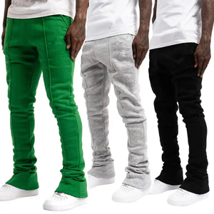 2025 Men's Slim Fit Streetwear High Quality Cotton Flare Sweatpants Joggers Wholesale 100% Cotton Stacked Pant <b>Tight</b> Logo Winter - Product Image 1