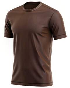 <b>Men</b> Plain Brown Crew Neck T Shirt Soft Cotton Short Sleeve Tee Casual Breathable Summer <b>Top</b> OEM Custom Logo Printing - Product Image 1