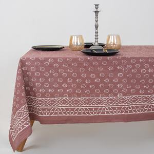 Mantel de Algodón con Estampado Floral Dabu Hecho a Mano en India, Estilo Rústico Campestre para Mesa de Comedor, para Uso Doméstico - Product Image 1