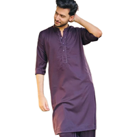 Setelan Salwar Kameez Tradisional Pria dari Katun Tenun untuk Pesta Pakaian Perayaan Desain Modern Bebas Kerut Semua Musim