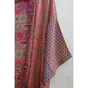 Robe kimono en soie patchwork respirante, taille plus, longueur genou, imprimé indien, robe courte bohème pour femmes - Product Image 3