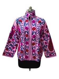 Chaqueta de algodón bordada Suzani multicolor hecha a mano para mujer, diseño Floral transpirable, chaqueta de estilo informal Vintage Boho Chic - Product Image 3