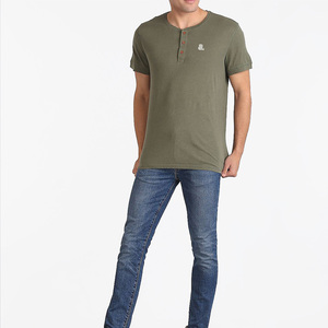 Camiseta Henley de Manga Corta para Hombre, con 2 o 3 Botones, Personalizable con Logotipo, Camiseta Henley de Algodón para Hombre - Product Image 2
