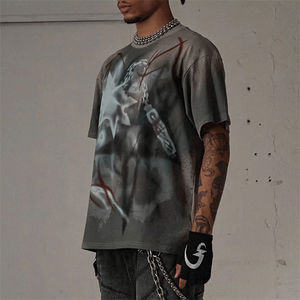 เสื้อยืดสตรีทแวร์พิมพ์ลาย 180gsm ทรงปกติ ผ้าฝ้าย 100% ซักแล้ว ใส่สบาย เป็นมิตรกับสิ่งแวดล้อม สำหรับผู้ชาย - Product Image 3