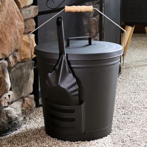 Seau de charbon de cendres en acier traditionnel fosses à feu accessoires extérieurs pour la maison jardin patio cheminée outil de cheminée de seau de charbon de cendres - Product Image 3