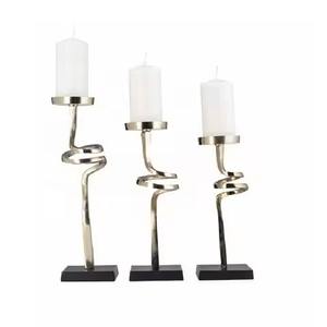 Juego de 3 portavelas de pilar de Metal, candelabro de aluminio con acabado dorado para hoteles, restaurante, candelabro de Base de mármol - Product Image 6