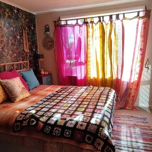 Chắp vá Rèm lên cycled Silk Saree vải rèm cửa sổ Rèm Cửa Nhà dệt trang trí nội thất thân thiện với môi đầy màu sắc Boho treo lên - Product Image 4