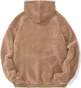 High Quality <b>Sherpa</b> Fuzzy Solid Fleece <b>Men's</b> Long Sleeve Winter Pullover Sweatshirt with Cozy Pocket Customized ODM <b>Hoodie</b> - Product Image 5