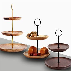 Lite Brown Color 2 Tier Wooden Round Cake Stand Flower Romantic Handmade Customized Items - Product Image 6