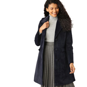 Manteau long en laine pour femmes décontracté haute rue mode impression fourrure manches régulières bouton respirant coupe ample automne hiver - Product Image 1